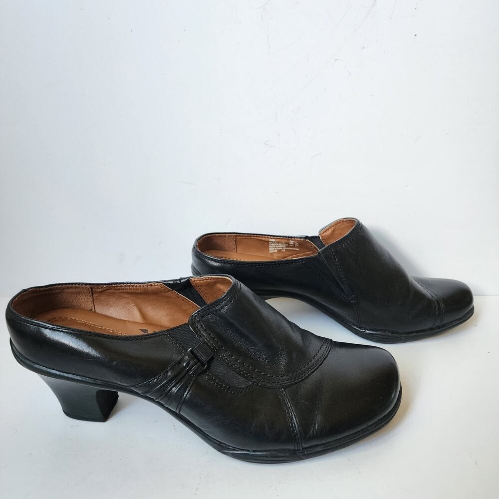 Earth Spirit Classics Mules Womens Size 10 Black Leather Heels Dress Shoes